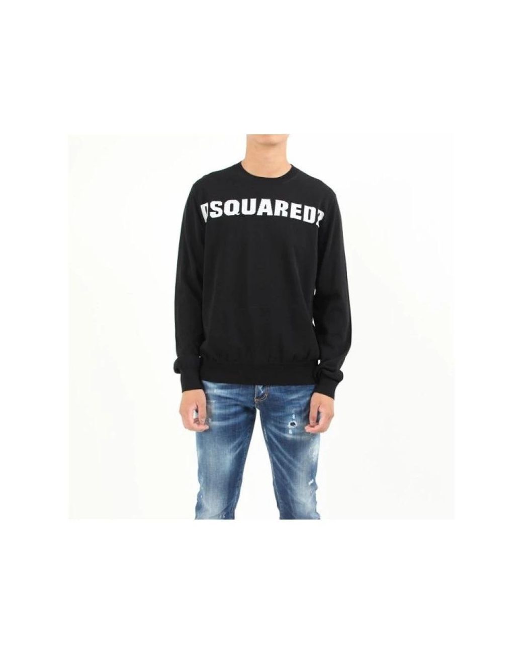 DSquared² Hoodies & Sweatvesten ,Zwart ,Katoen Sweatshirt Met Ronde Hals in het Black voor heren