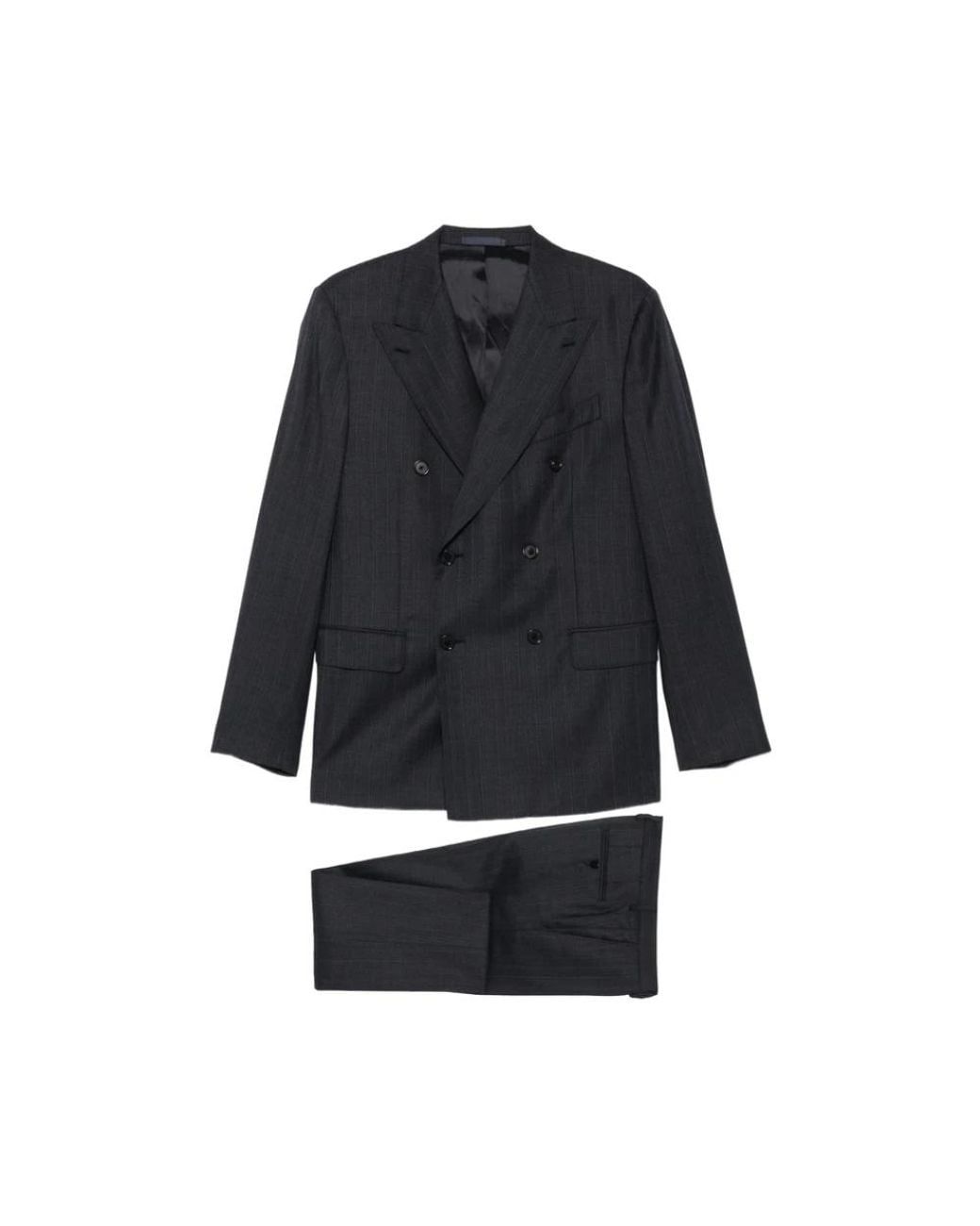 Caruso Blue Double Breasted Suits for men