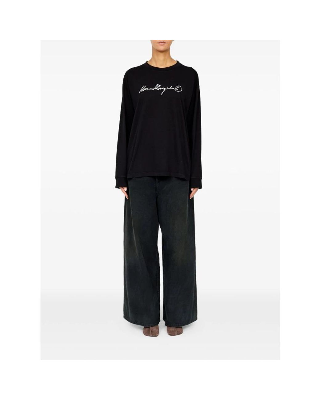 MM6 by Maison Margiela Black Long Sleeve T-Shirts