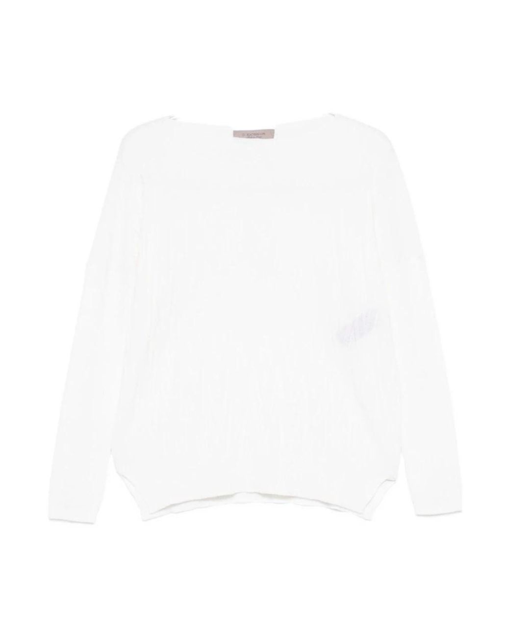 D.exterior White Round-Neck Knitwear