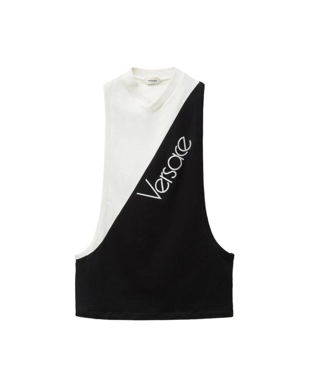 Sleeveless Tops Versace de color Black