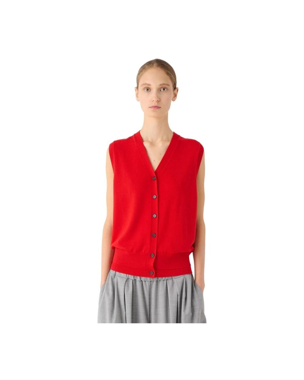 MEIMEIJ Red V-Neck Knitwear