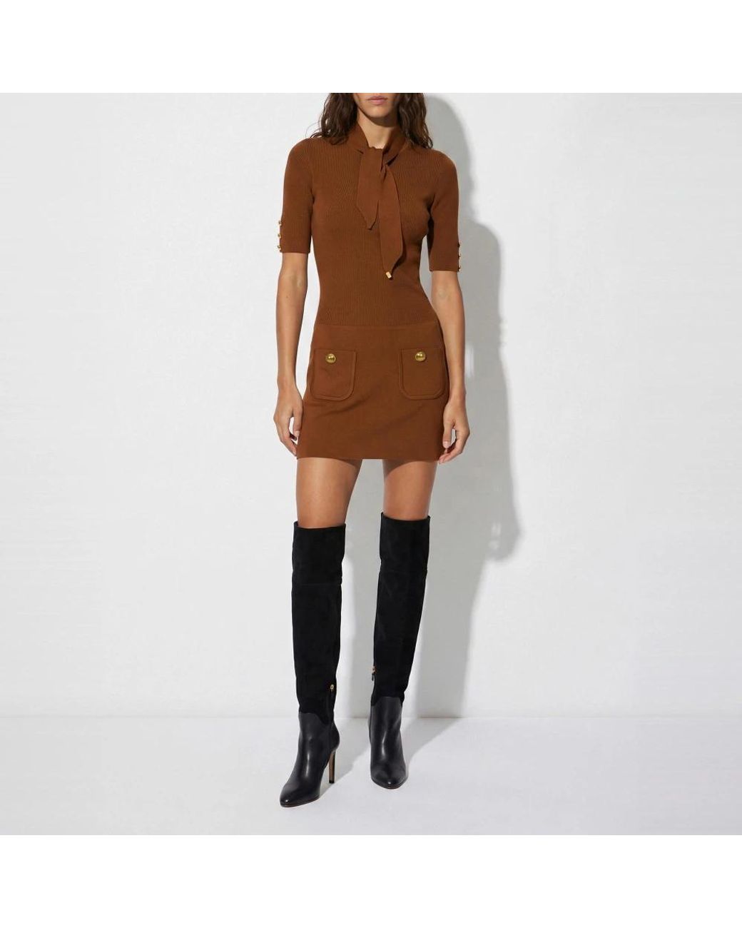 Elisabetta Franchi Brown Knitted Dresses