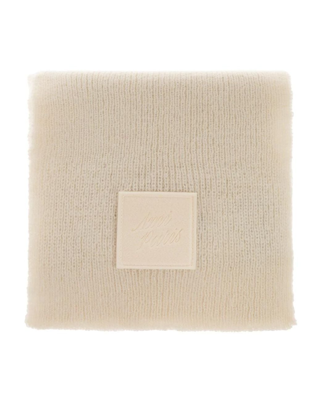 AMI Natural Schal Mit Aufgenähtem Logo