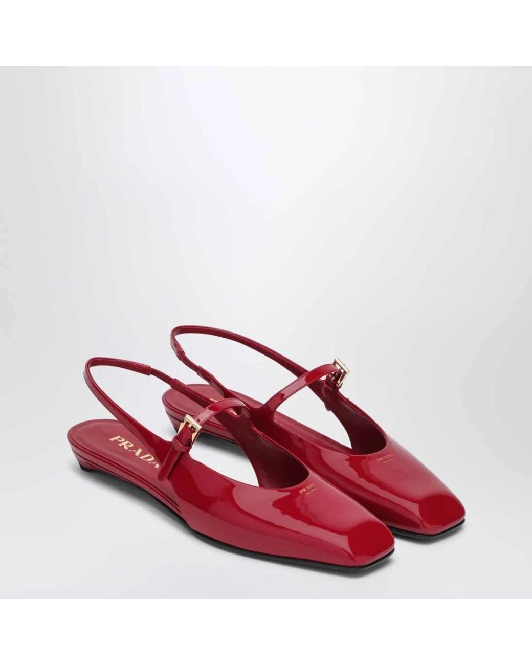 Prada Red Rote Flache Slingback Schuhe