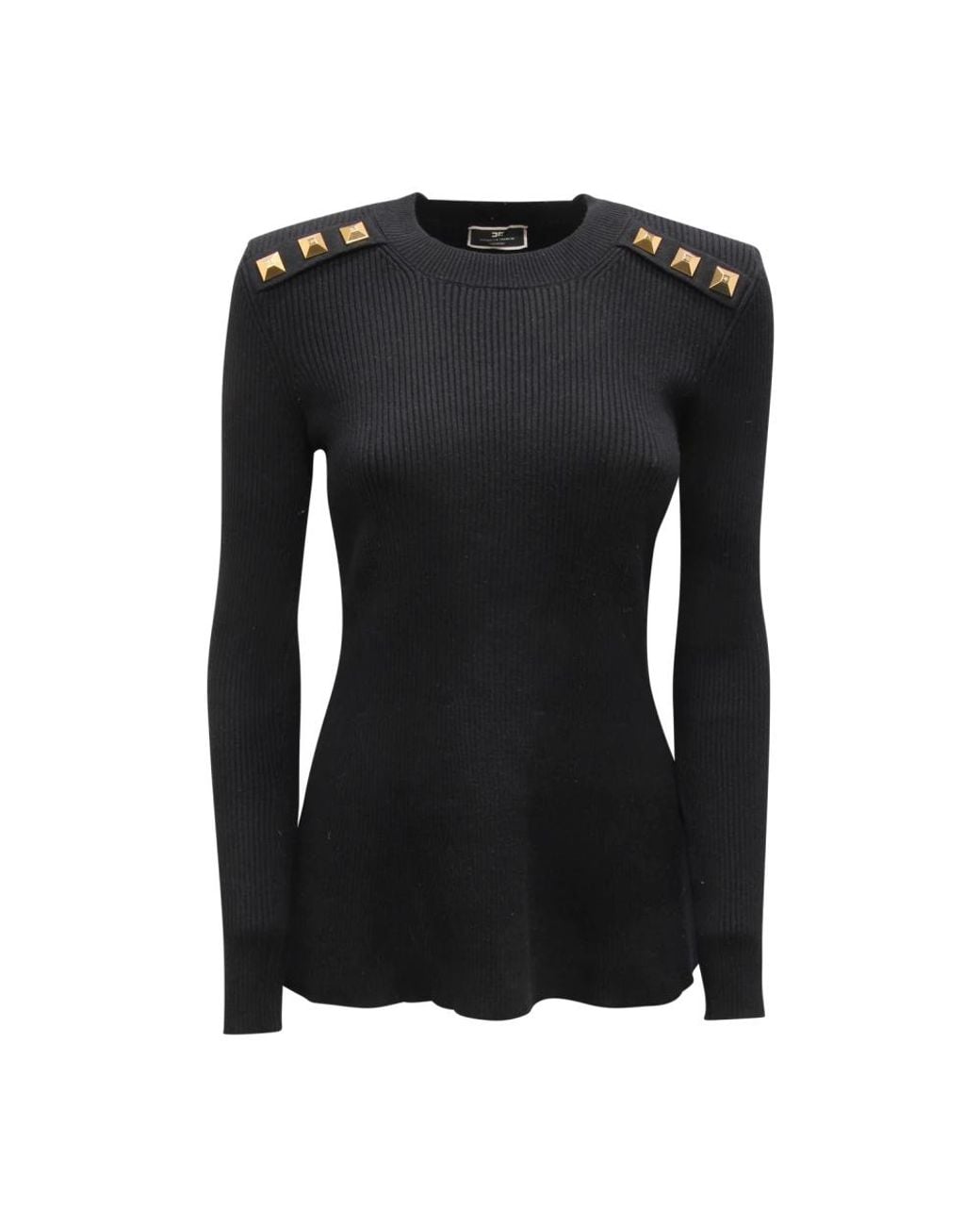 Elisabetta Franchi Black Round-Neck Knitwear