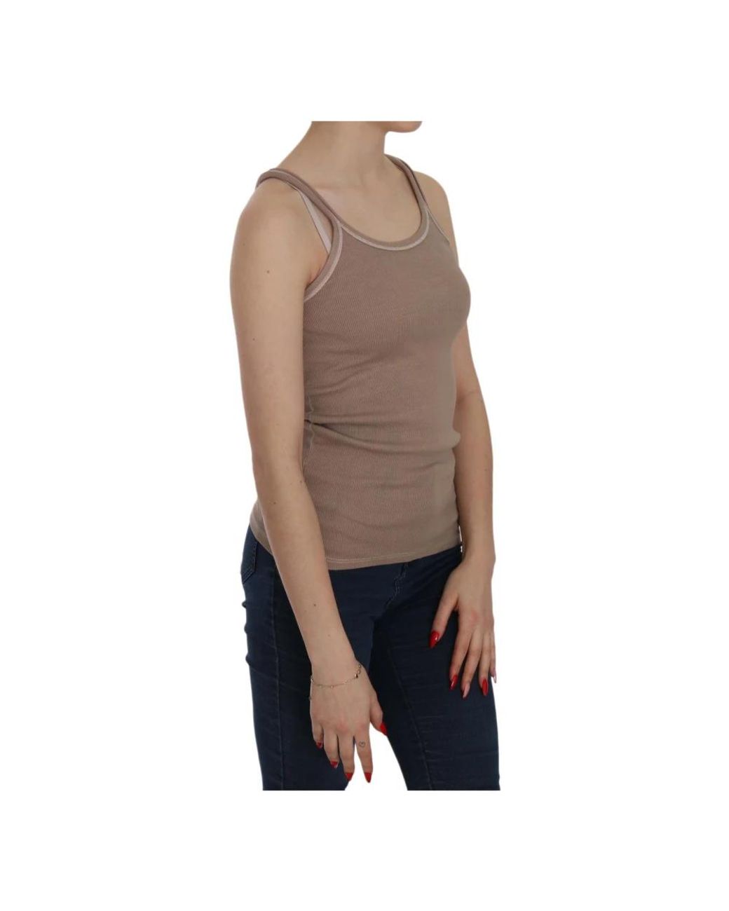 Pink Memories Brown Sleeveless Tops