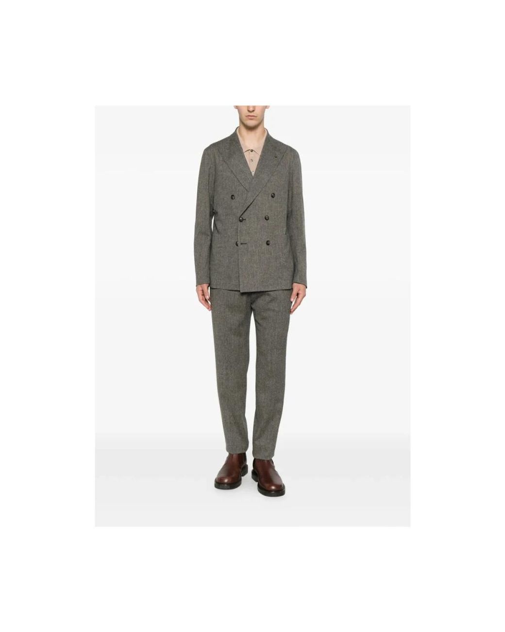 Double Breasted Suits Tagliatore de hombre de color Gray