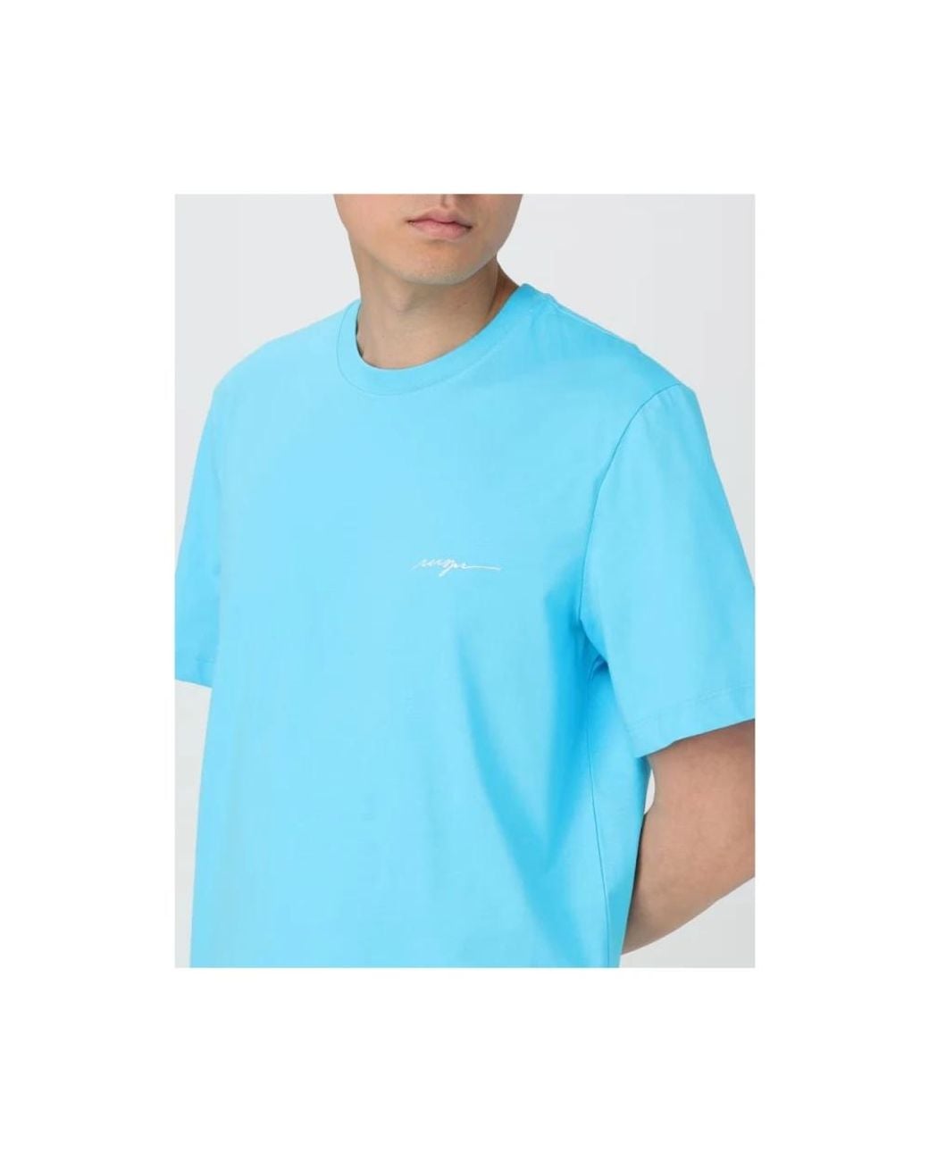 MSGM Tops ,Blauw ,Katoen Blauw Katoenen T-Shirt Voor Mannen in het Blue voor heren