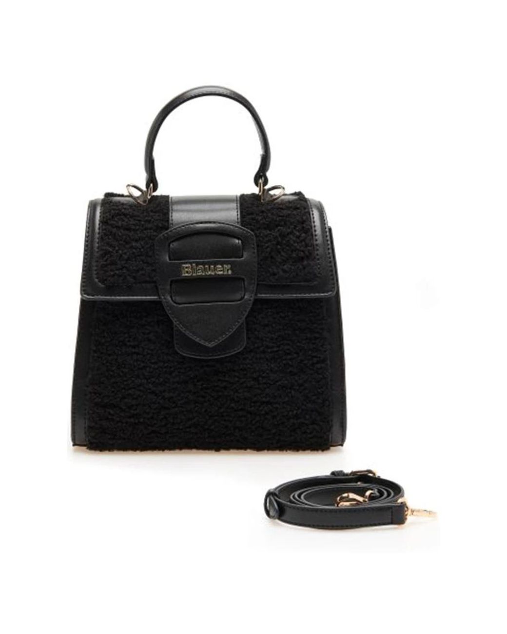 Blauer Tassen ,Zwart ,Zwarte Bont Crossbody Tas in het Black