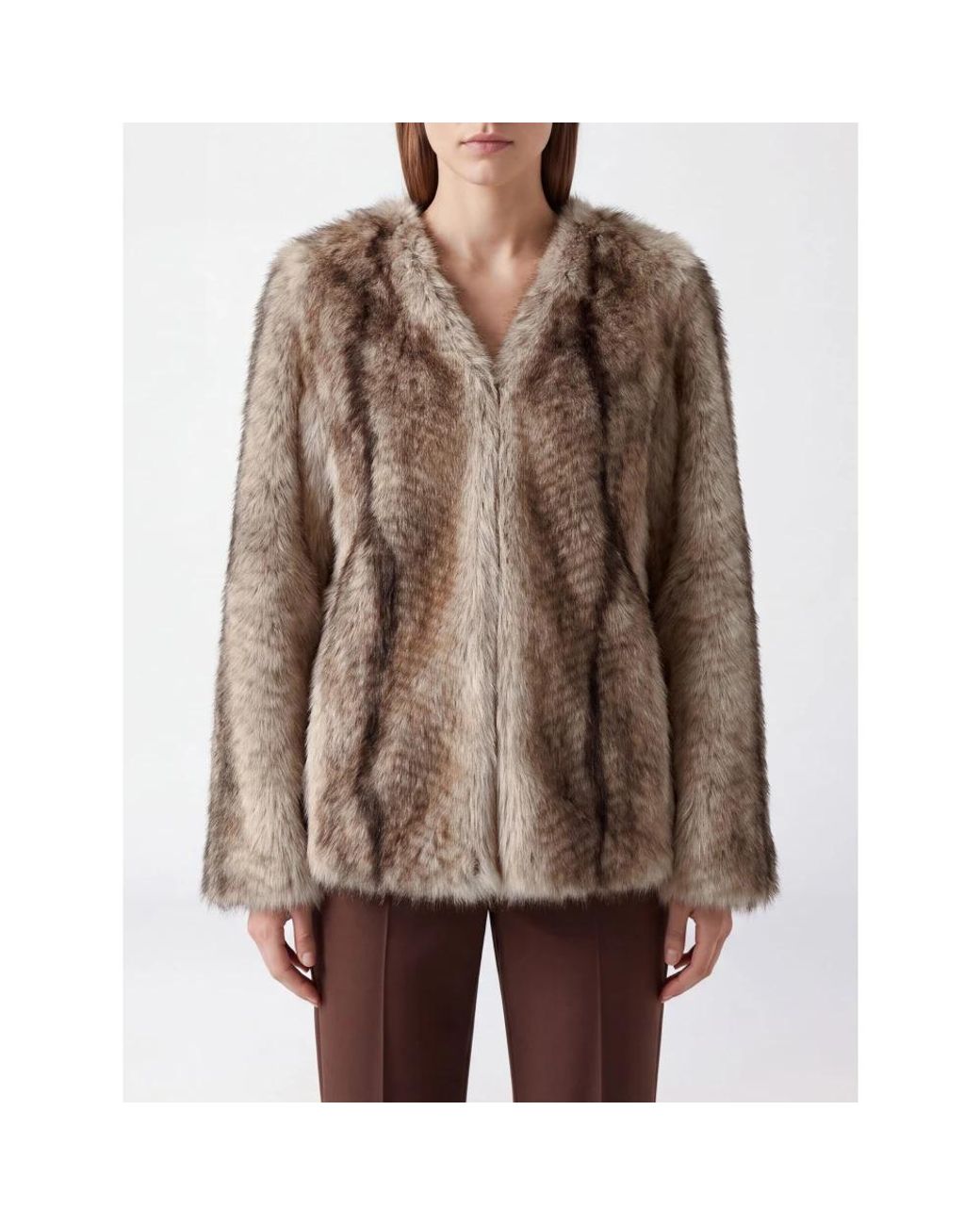 Twinset Brown Faux Fur & Shearling Jackets