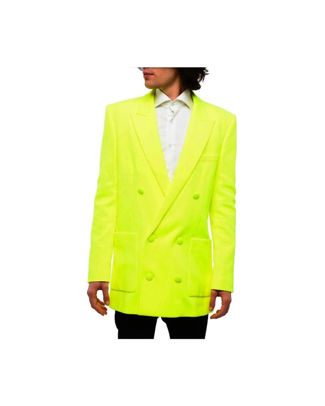Balmain Kostuums ,Geel ,Polyester Double-Breasted Jacket in het Yellow voor heren