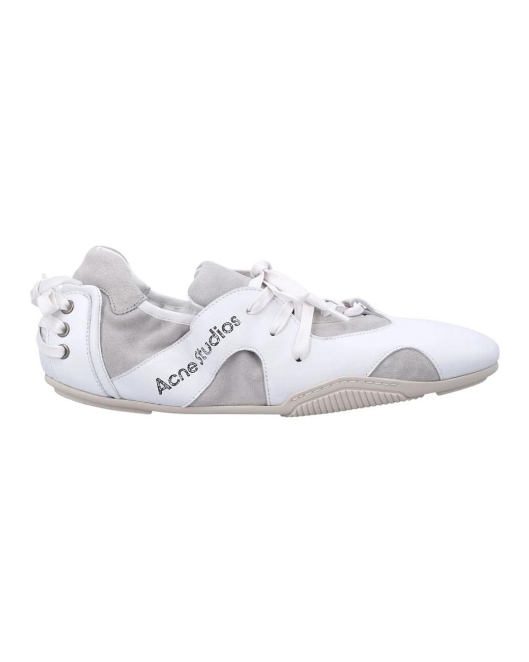 Acne White Leather Lace-Up Shoes for men