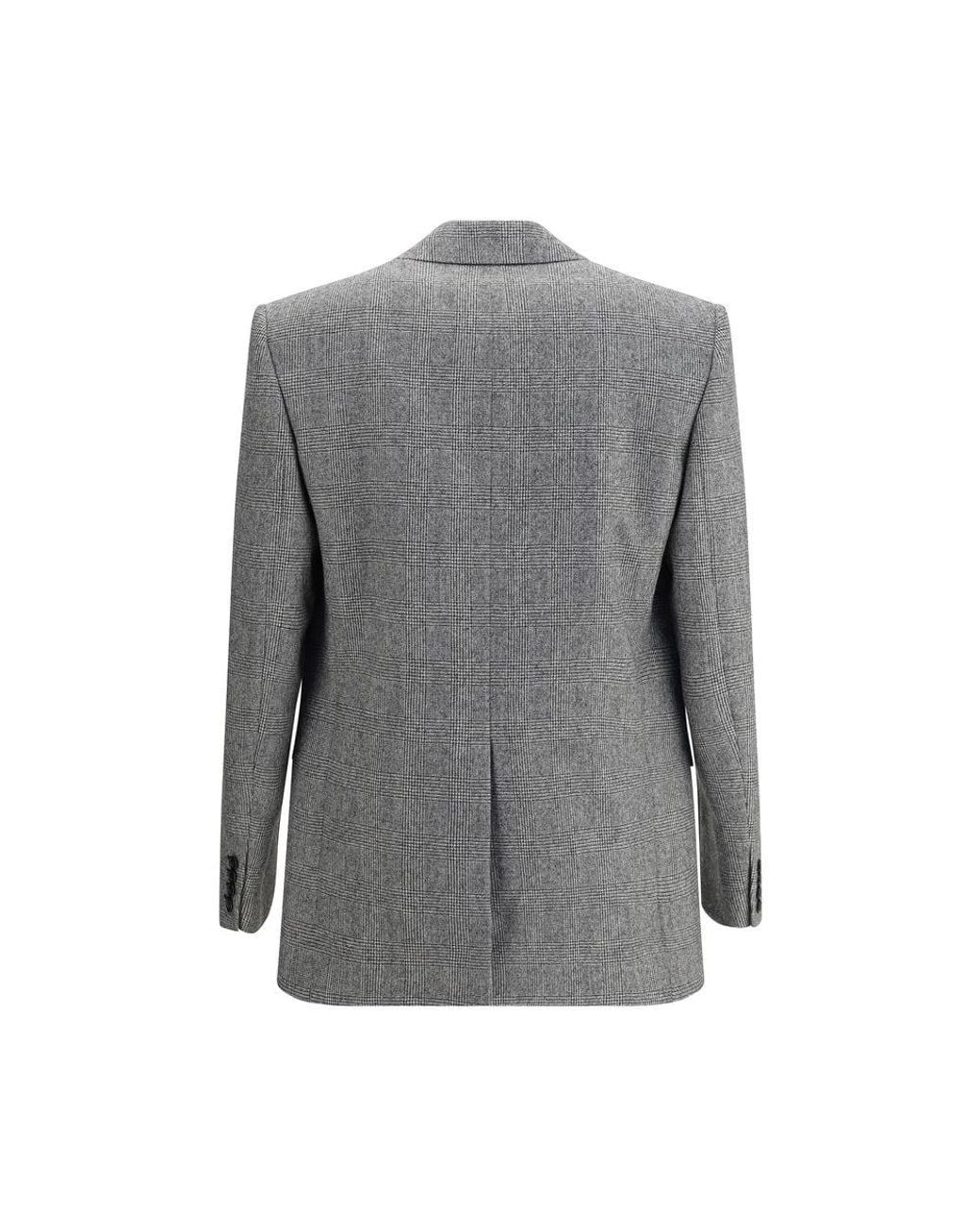 Saint Laurent Gray Prince De Galles Wool Flannel Blazer for men