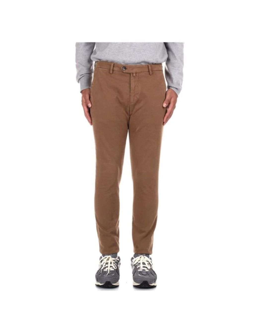 BRIGLIA Brown Slim-Fit Trousers for men