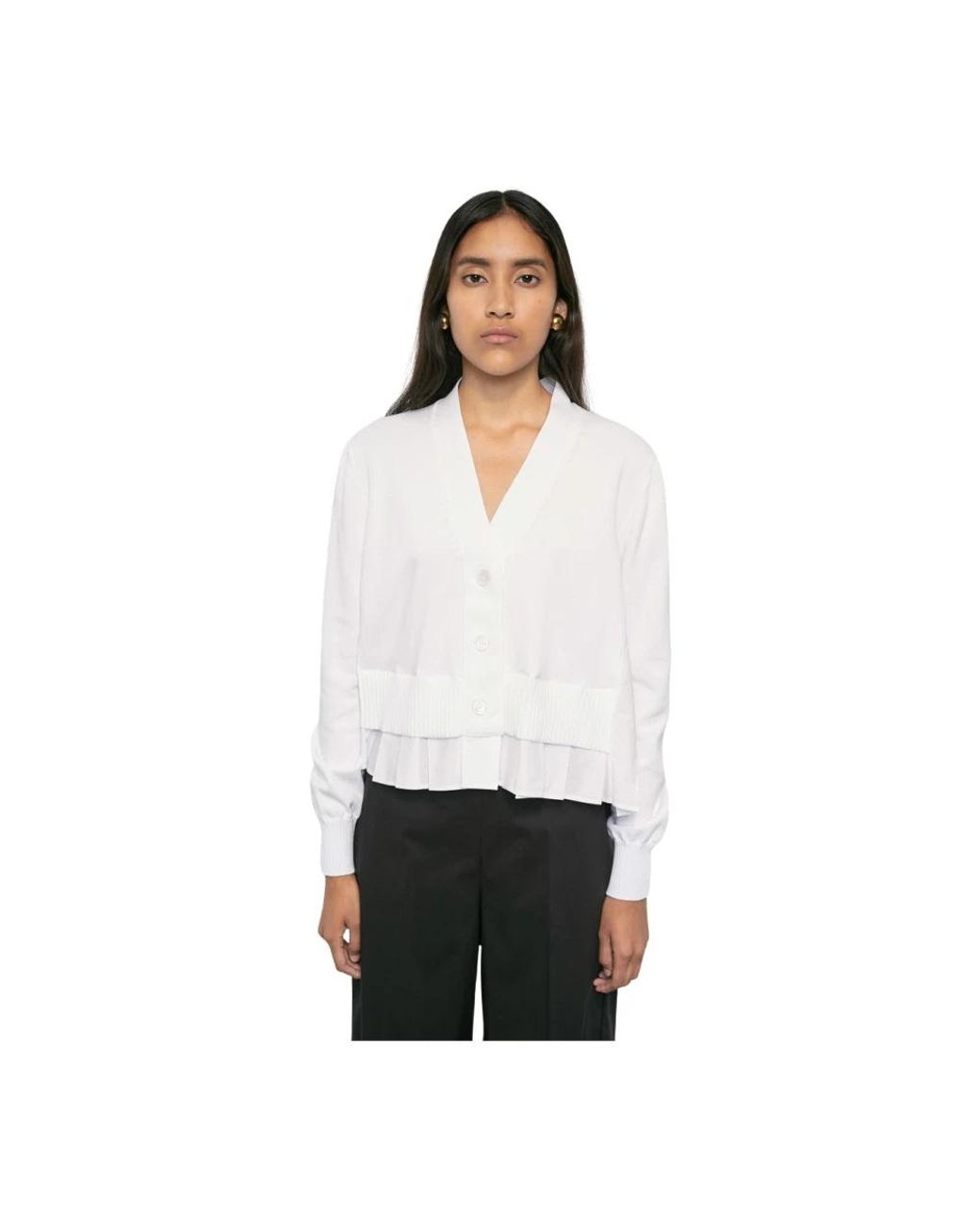 MEIMEIJ Truien & Vesten ,Wit ,Cardigan Met Plooien Op De Rug in het White