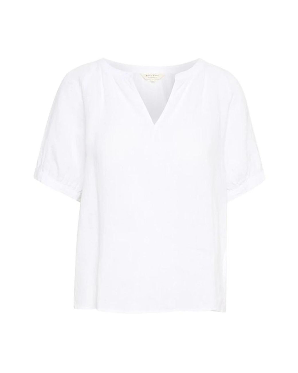 Part Two Overhemden ,Wit ,Linnen Witte Linnen Blouse Met Pofmouwen in het White