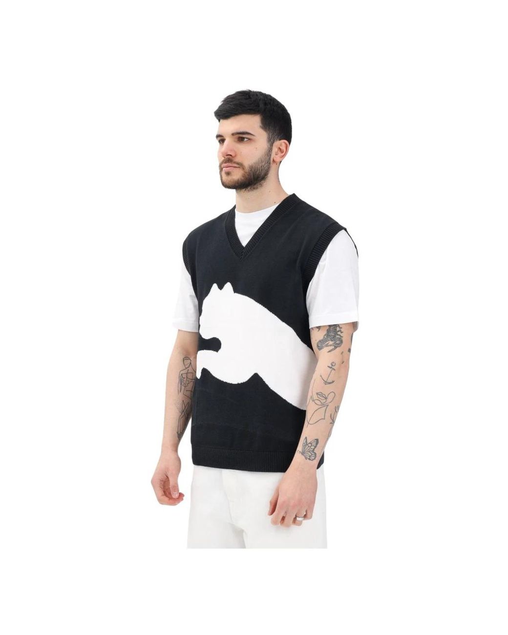 PUMA Black Sleeveless Jumpers for men