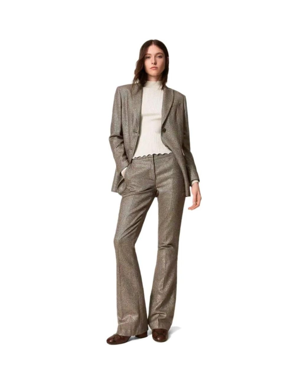 Twinset Gray Wide Trousers
