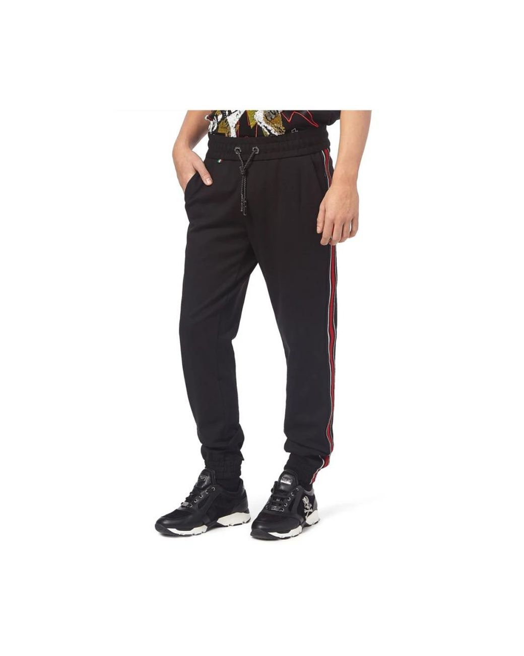 Philipp Plein Broeken ,Zwart ,Katoen Zwarte Slim Fit Joggingbroek in het Black voor heren