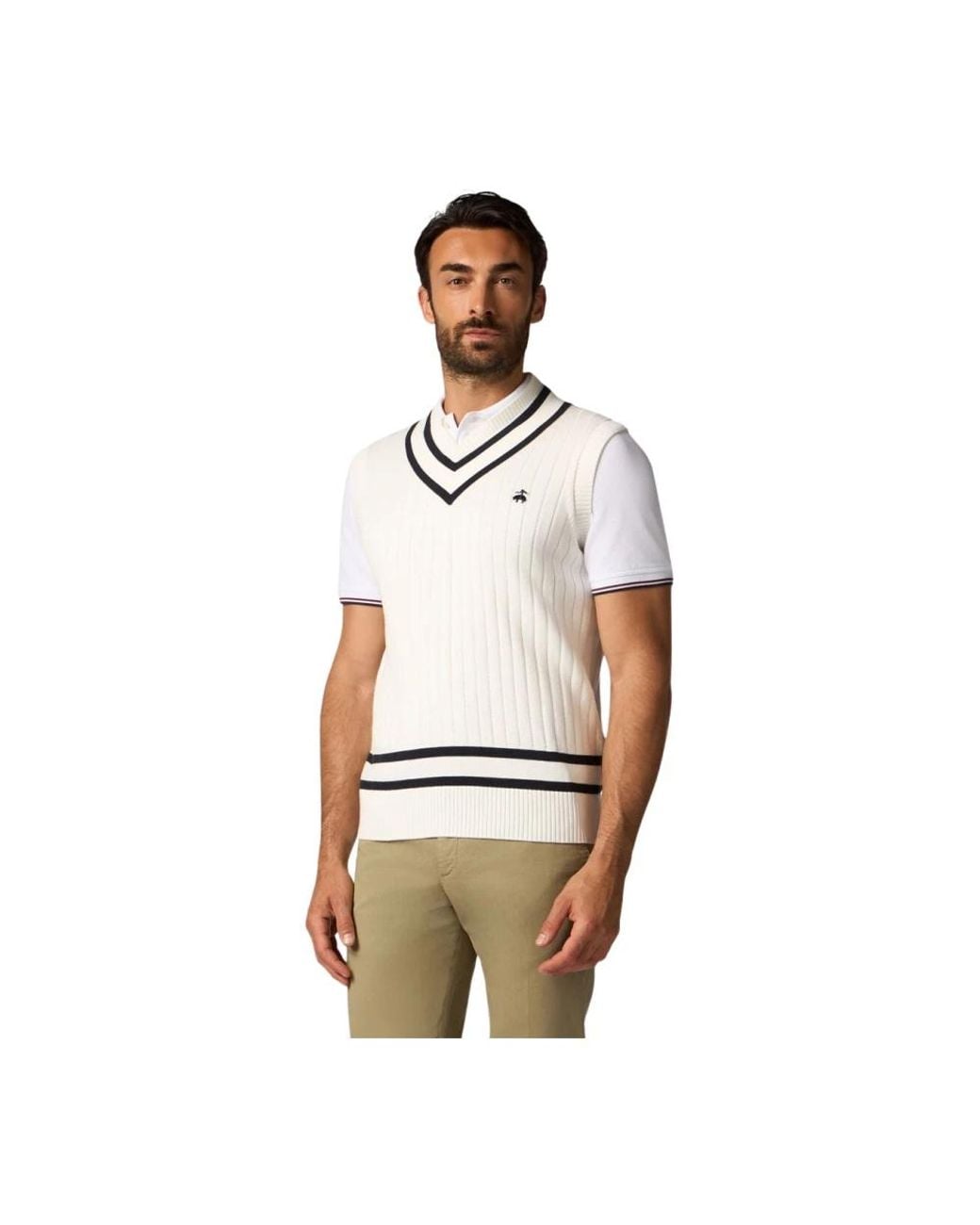 Brooks Brothers White Sleeveless Jumpers for men