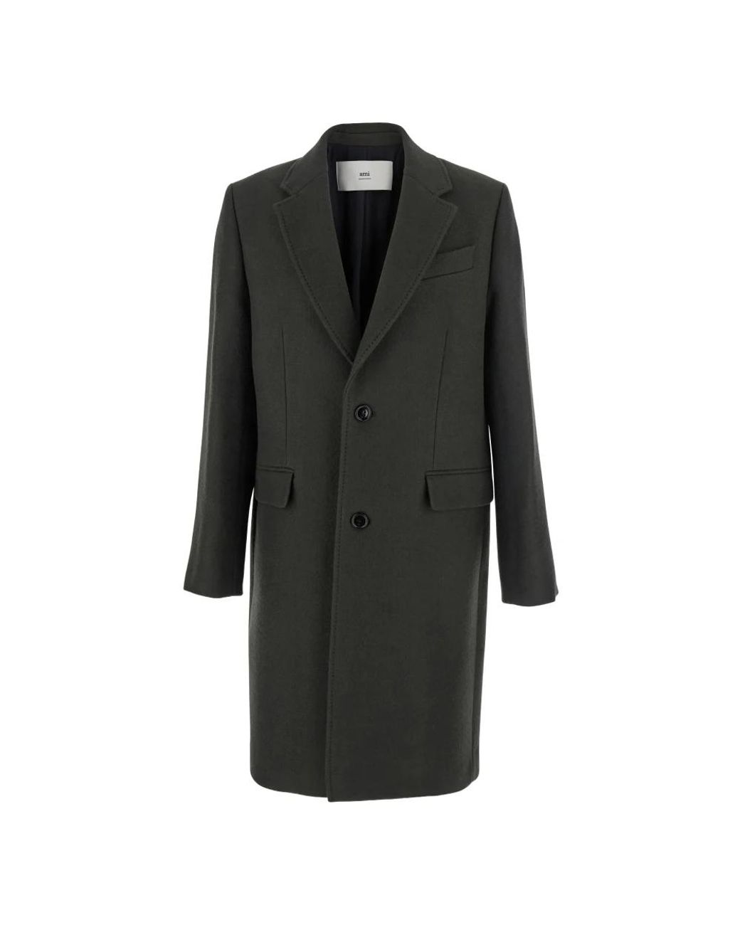 AMI Black Single-Breasted Coats for men