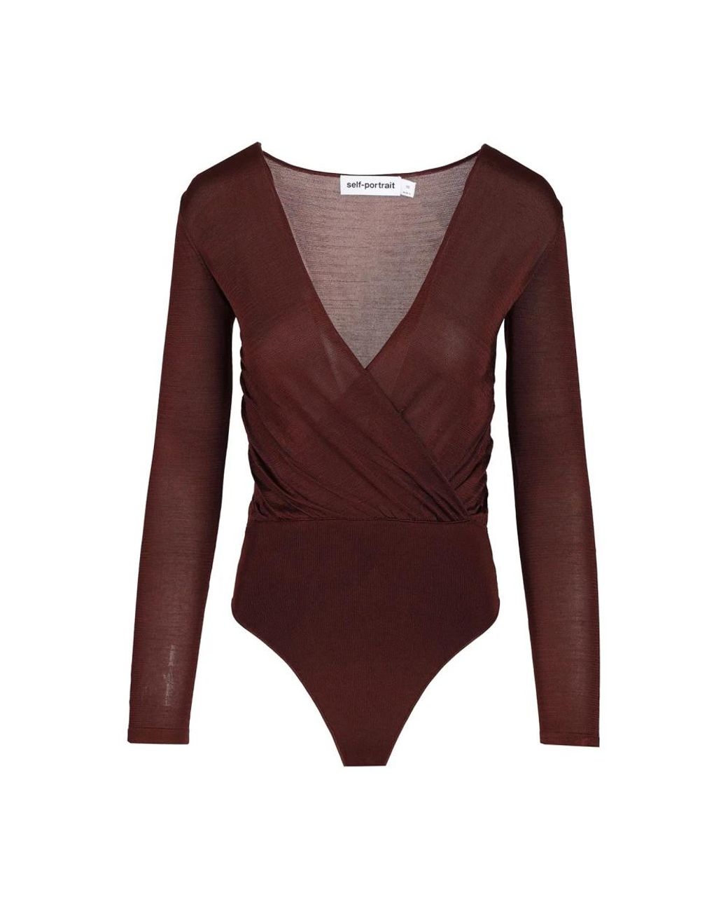 Self-Portrait Viscose Gebreide Bodysuit in het Purple