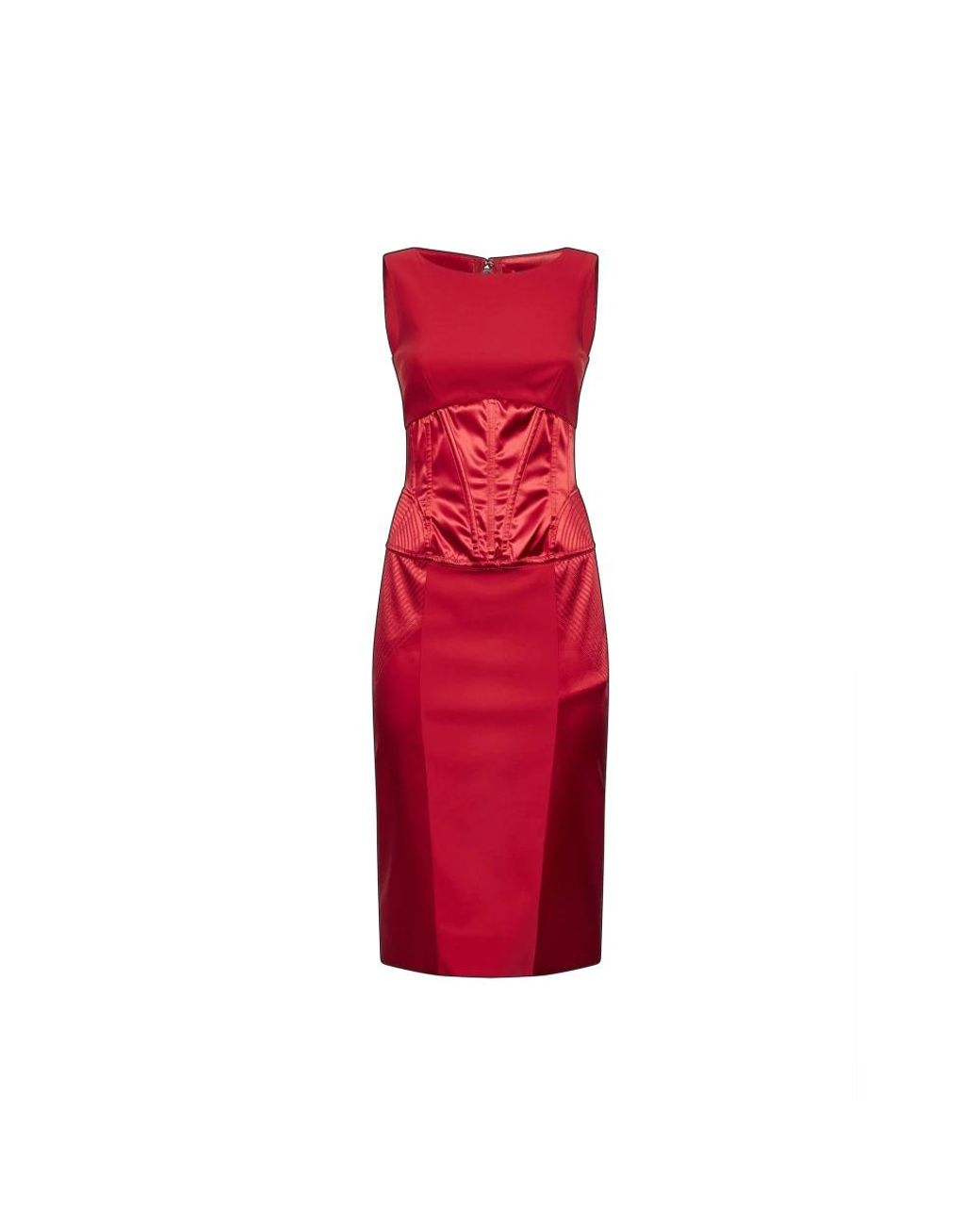 Dolce & Gabbana Red Satin And Cady Midi Dress