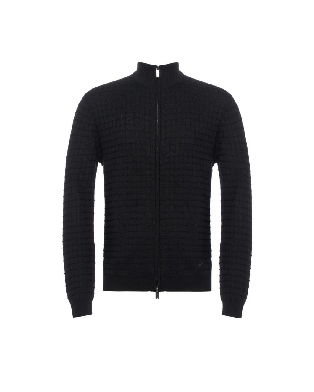 Emporio Armani Truien & Vesten ,Zwart ,Wol Zwarte Merino Rits Cardigan Sweater in het Black voor heren