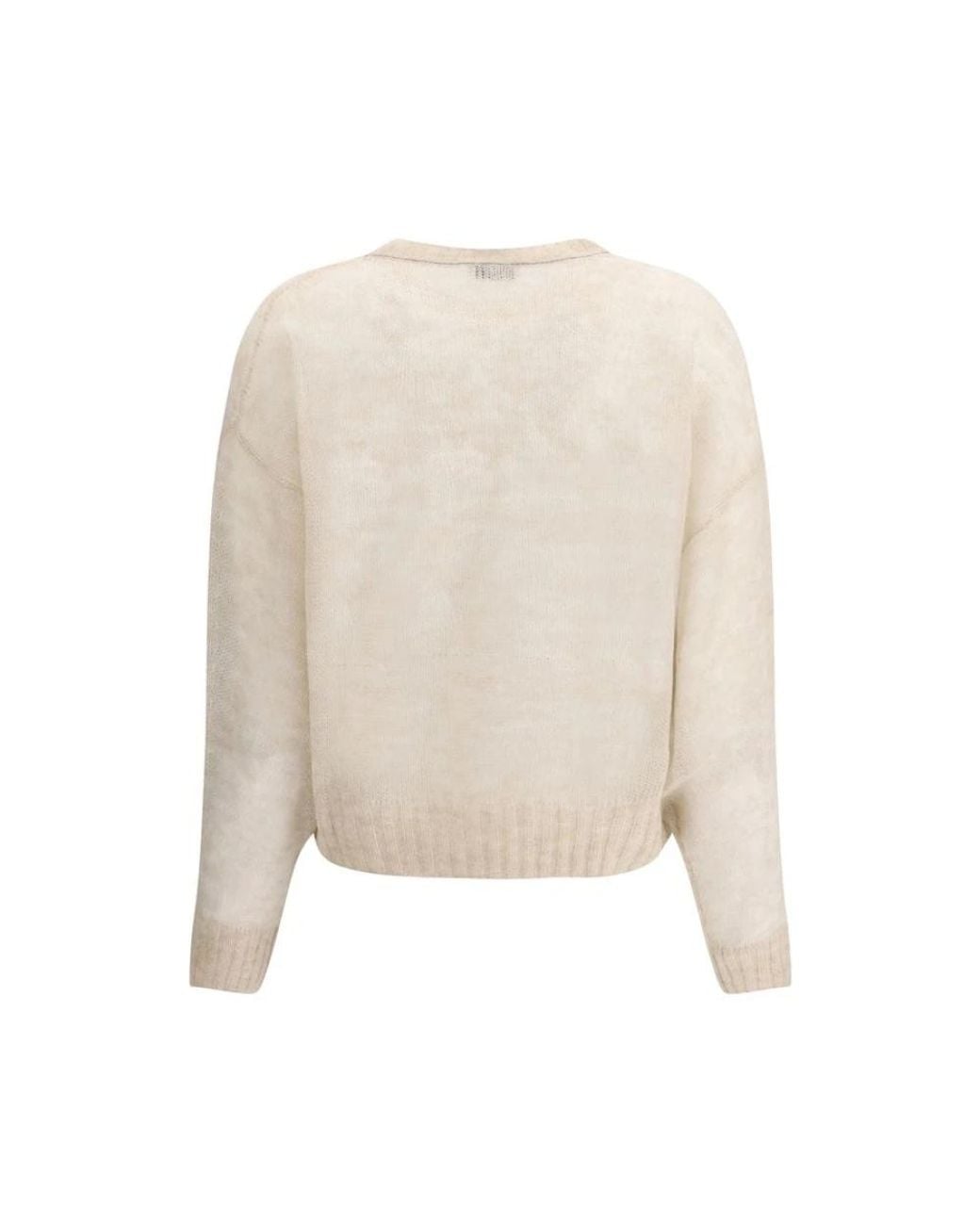 Brunello Cucinelli White Round-Neck Knitwear