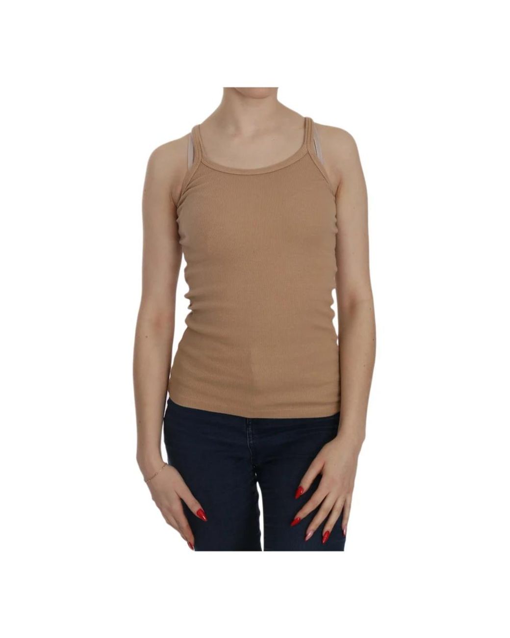 Pink Memories Brown Sleeveless Tops