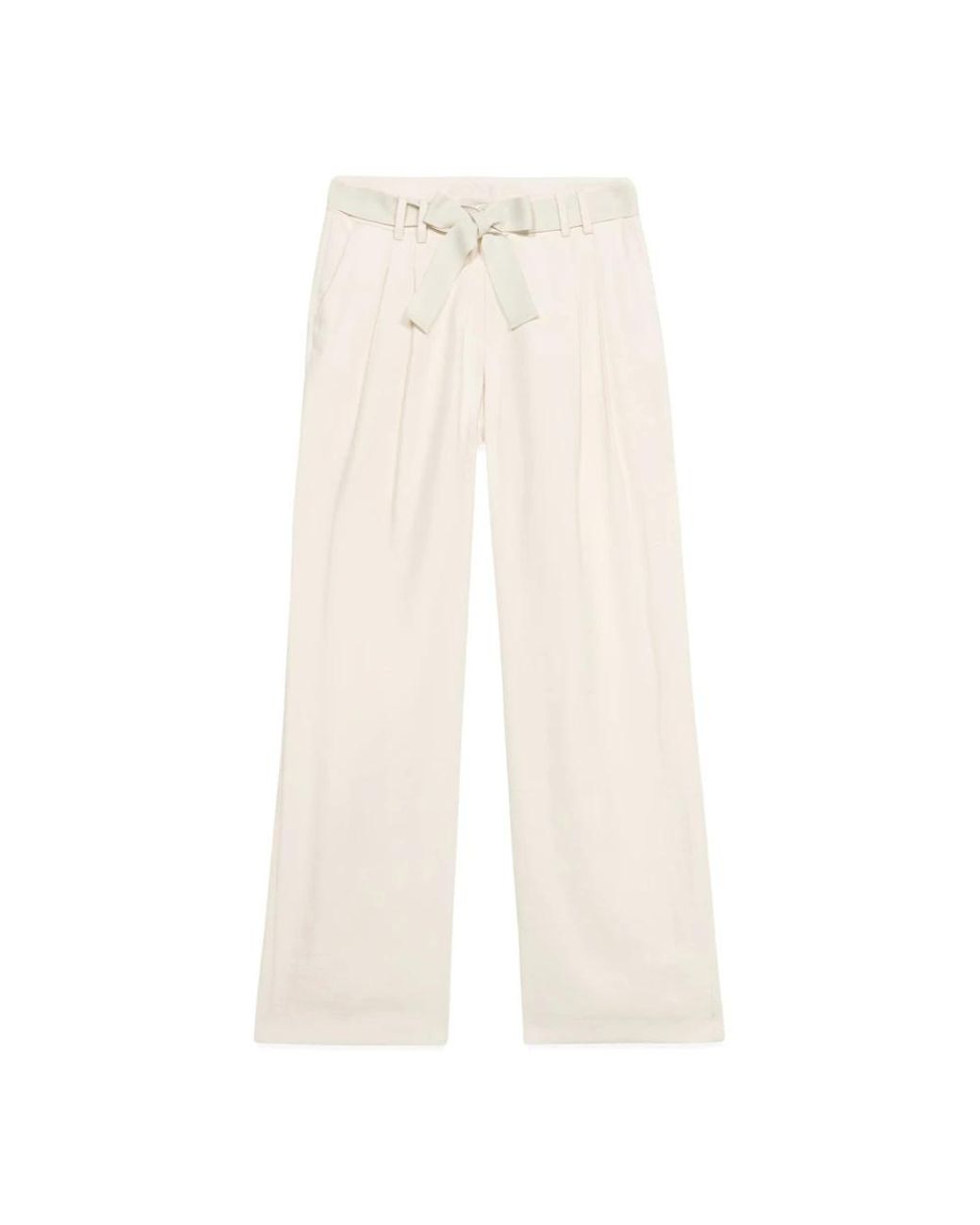 Oltre Broeken ,Wit ,Polyester Wijdvallende Broek Met Riem in het Natural