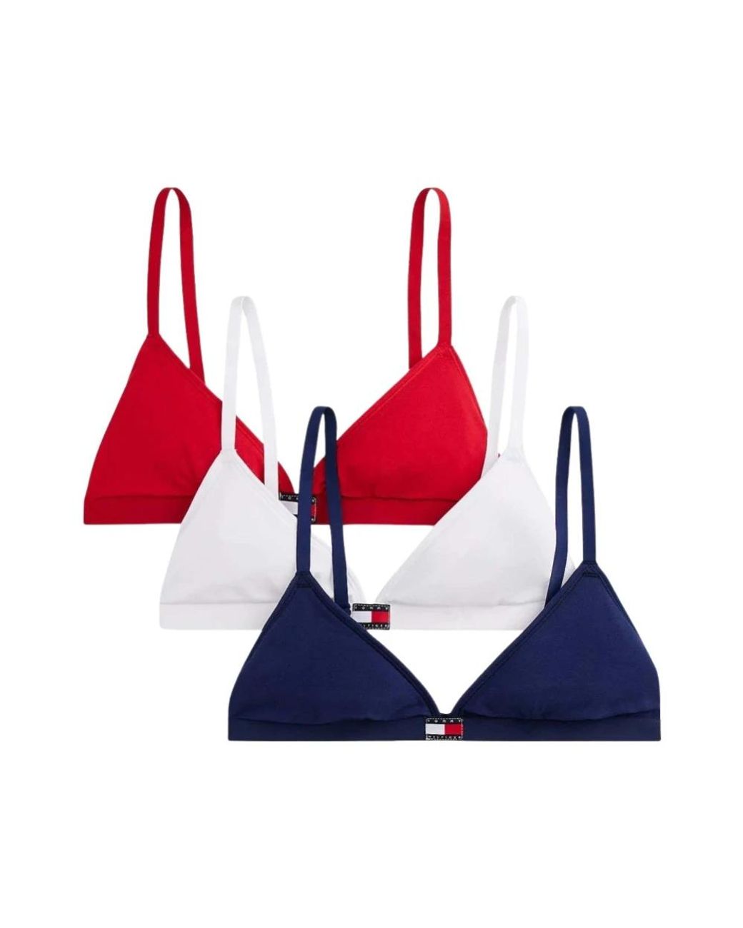 Tommy Hilfiger Ondergoed ,Veelkleurig ,Katoen 3-Pack Heritage Logo Triangel Bh's in het Blue