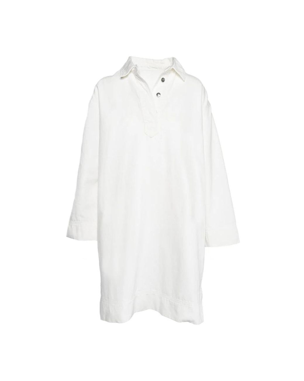 Hèst Kleedjes ,Wit ,Katoen Witte Popover Jurk Met Lange Mouwen in het White