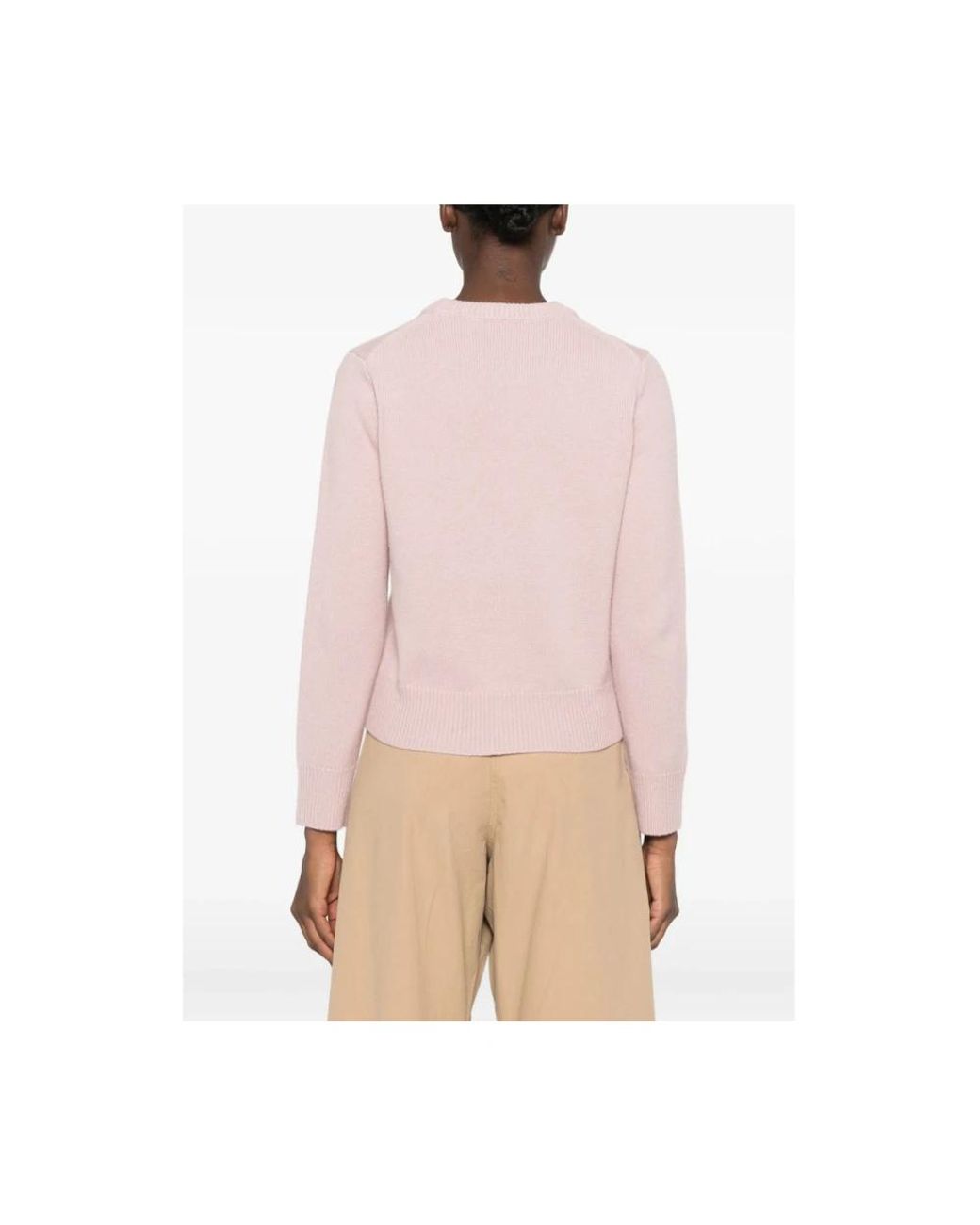 Maison Kitsuné Pink Round-Neck Knitwear