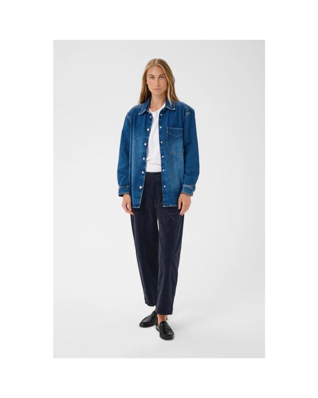 Part Two Blue Straight Trousers