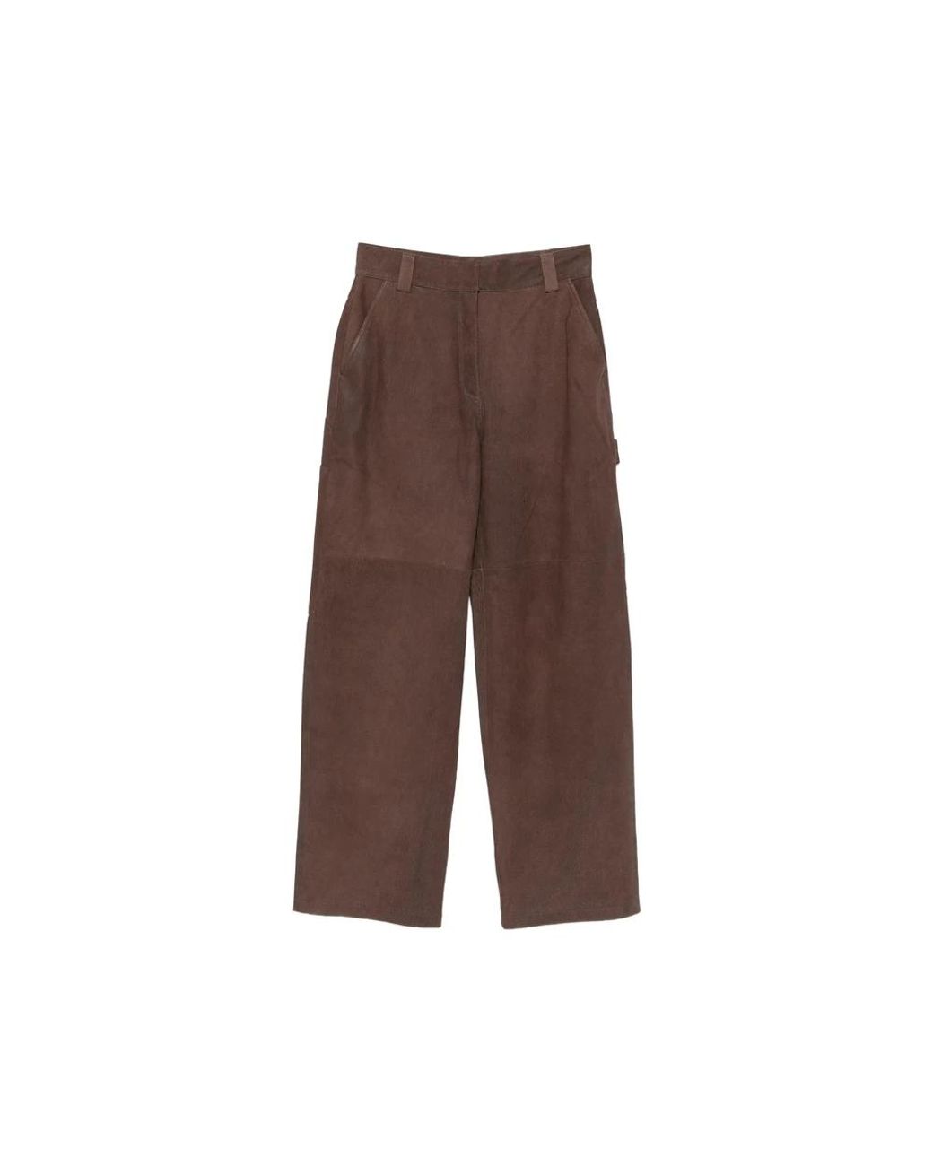 IRO Brown Leather Panelled Trousers