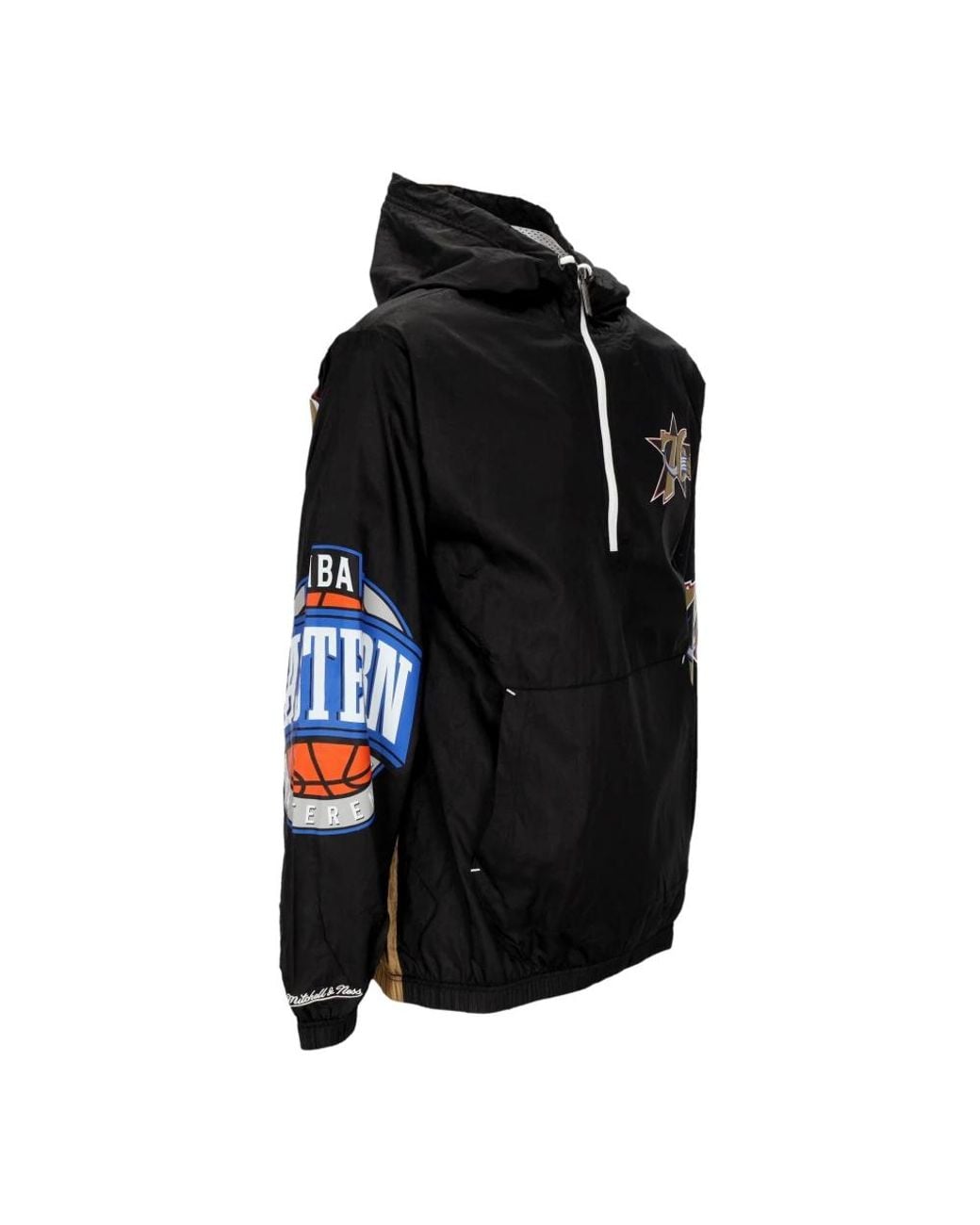 Mitchell & Ness Jassen ,Zwart ,Nylon Philadelphia 76Ers Windbreaker Jas in het Black voor heren
