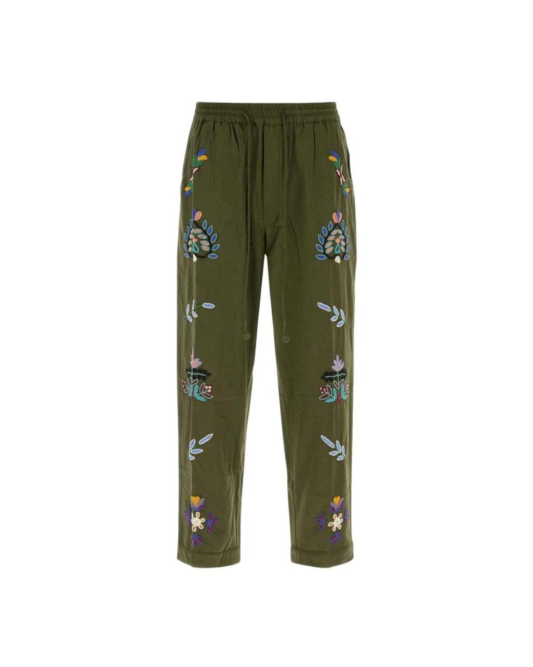 BAZISZT Green Straight Trousers for men