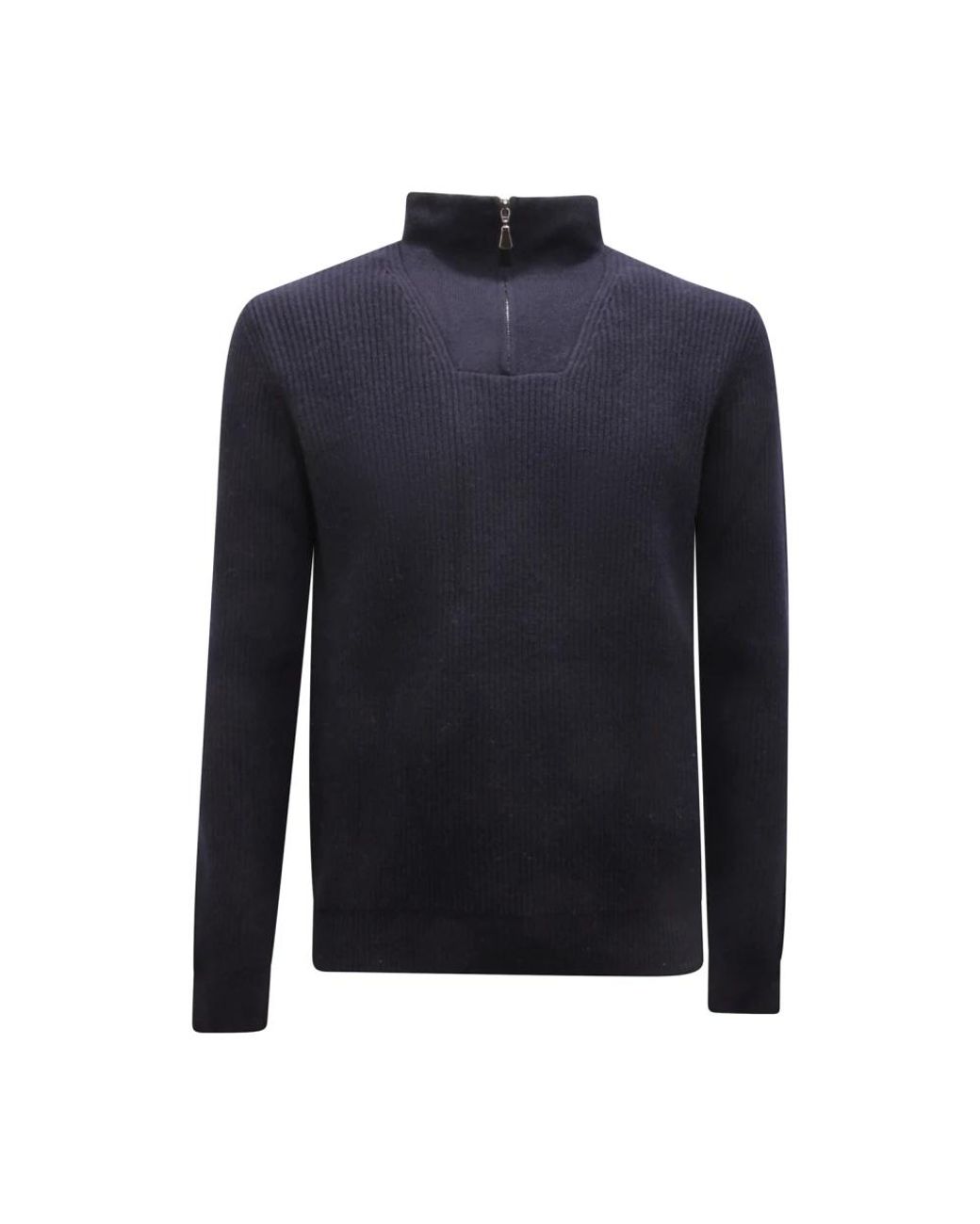 Alpha Studio Truien & Vesten ,Blauw ,Wol Wollen Mid-Zip Sweater in het Blue voor heren
