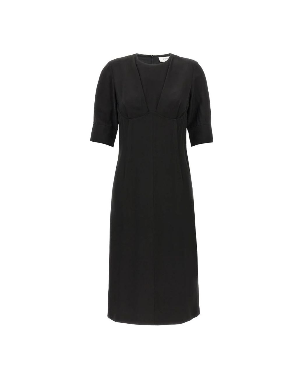 Sportmax Kleedjes ,Zwart ,Leer Sele Viscose Crew Neck Dress in het Black