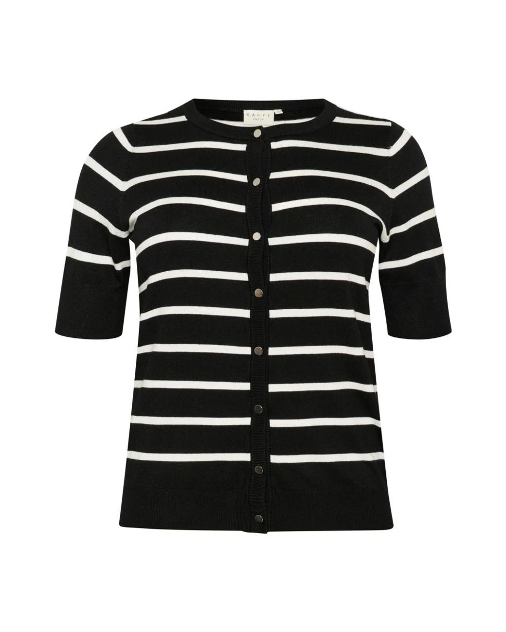 Kaffe Truien & Vesten ,Zwart ,Nylon Feminine Kortemouw Gestreepte Vest in het Black