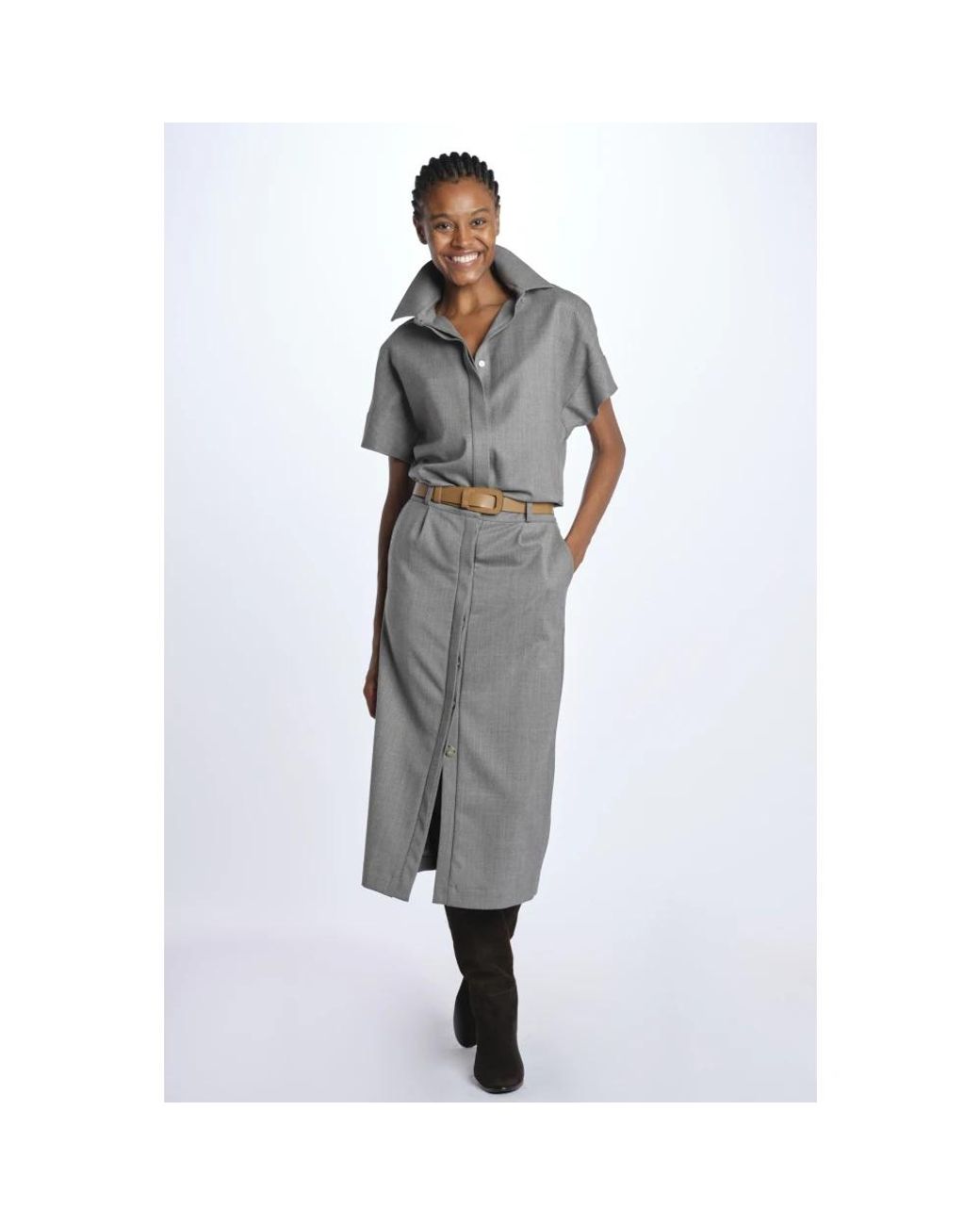 Crida Milano Gray Shirt Dresses