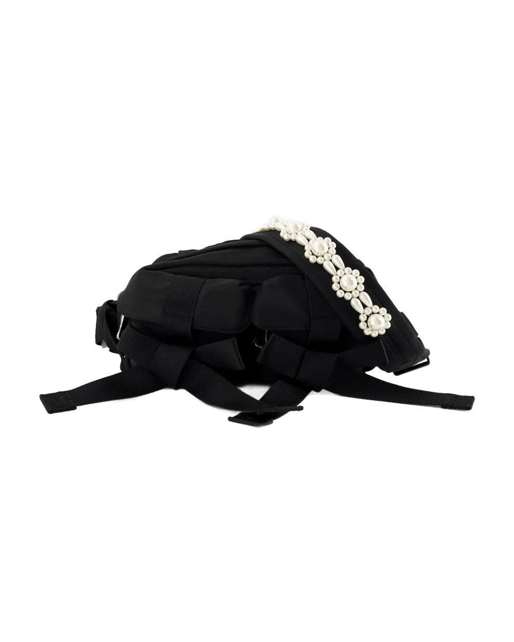 Simone Rocha Tassen ,Zwart ,Nylon Zwarte Nylon Crossbody Tas Met Handvat in het Black