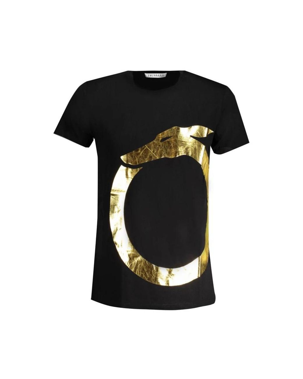 Trussardi Tops ,Zwart ,Katoen Zwart Katoen Print Logo T-Shirt in het Black voor heren