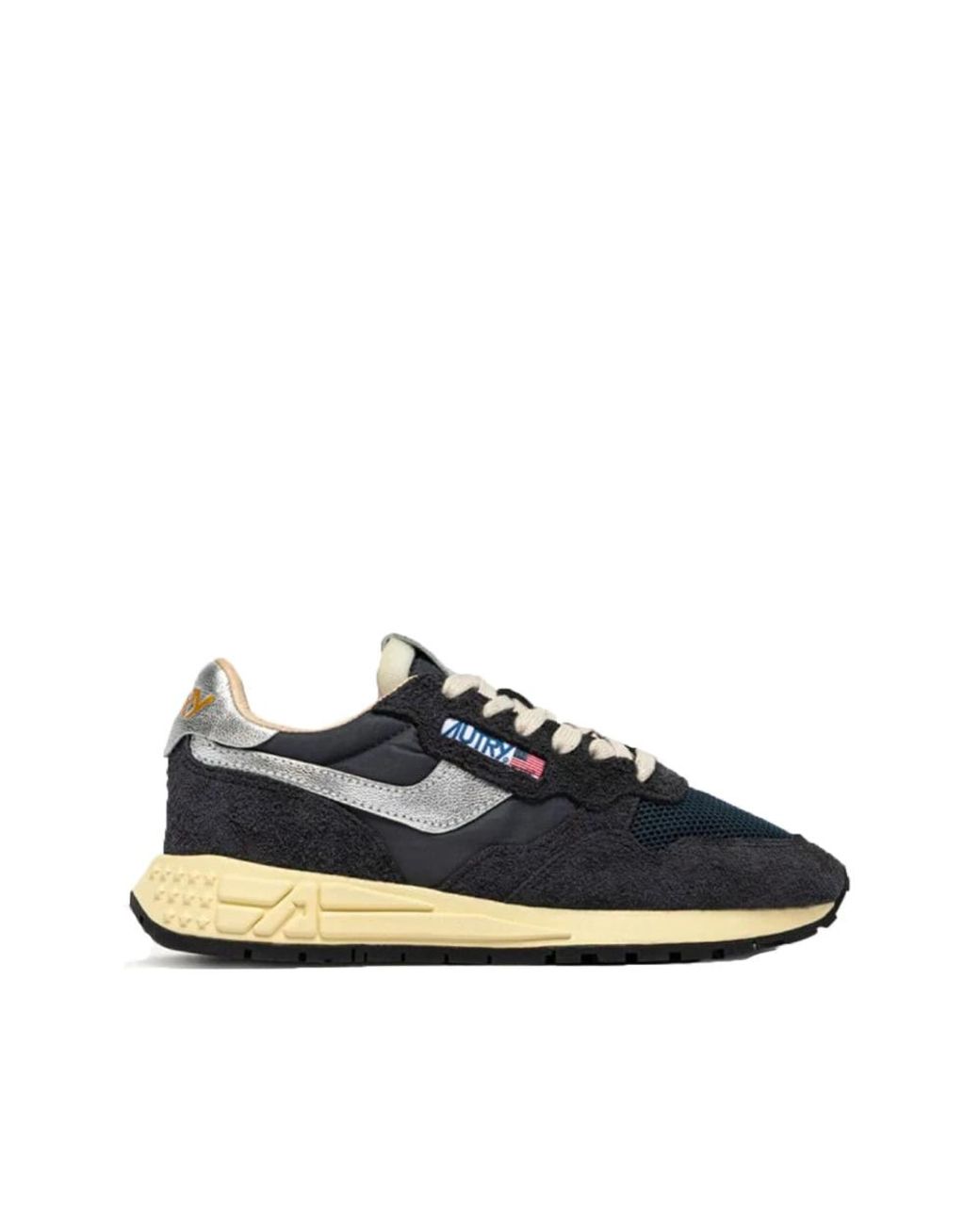 Autry Blue Reelwind Mixed Leather Low-Top Sneakers