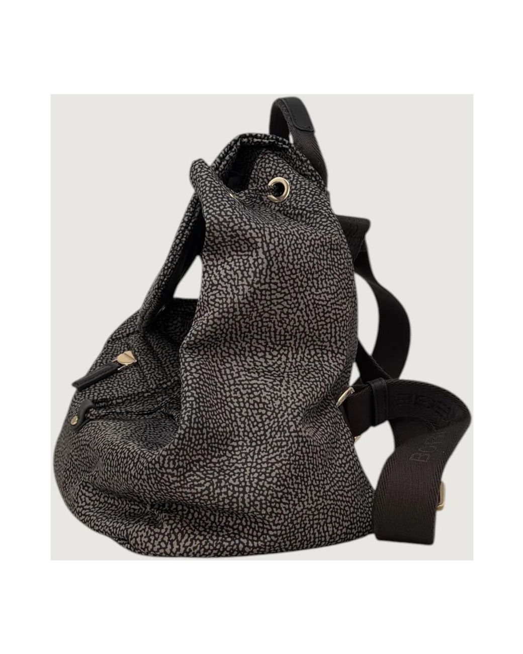 Borbonese Black Mittelgroßer Rucksack Mit Klappe