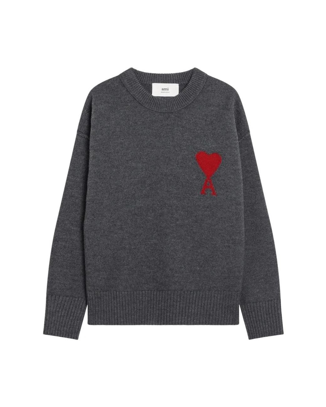 AMI Gray Round-Neck Knitwear