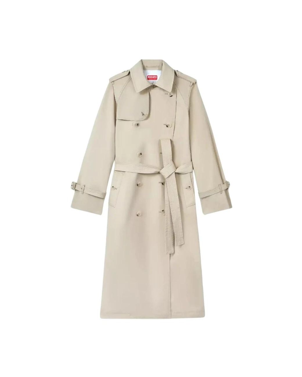 KENZO Jassen ,Katoen Trenchcoat Met Epauletten in het Natural
