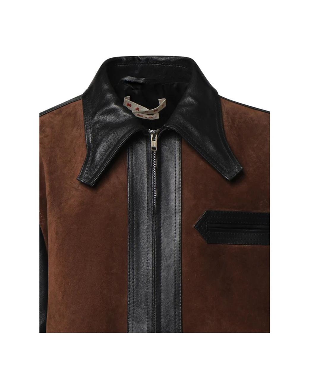 Marni Brown Leather Jackets for men
